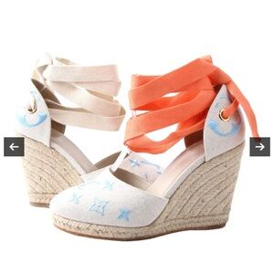 Louis Vuitton Cream and Orange Espadrilles